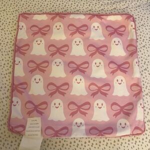 Ghost and Pink Bow Patterned Throw Pillow Case 18x18
